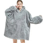 Unisex Oversized Plush Hoodie Blanket - Grey_0